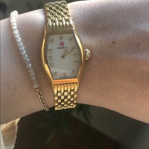 Michele diamond and gold plated watch